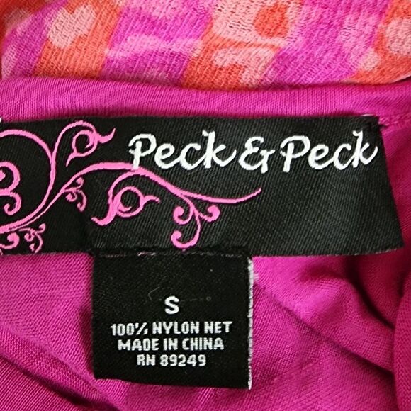 Peck And Peck Women’s Pink Floral Sheer Over Pink Tank Shirt Tunic Size Small - Picture 5 of 5